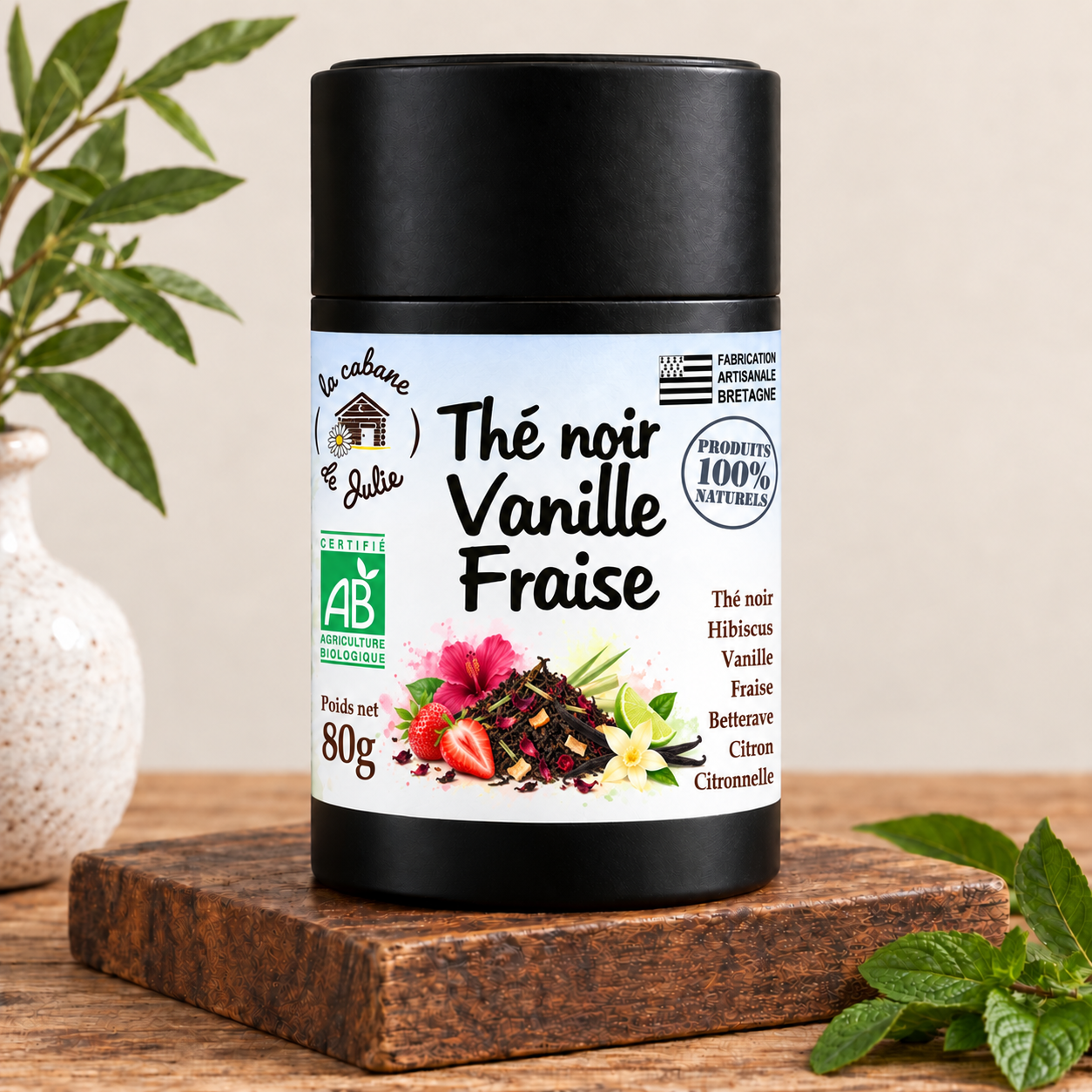 Thé noir Vanille Fraise